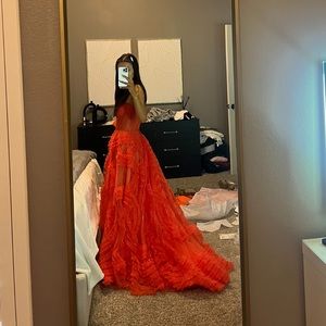 Milla Tangerine Tulle Ornament Maxi Dress